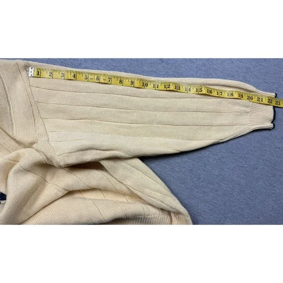 Pinnacle Embroidered Sweater Mens 2XL Yellow Golf Ribbed Cotton Knit Pullover - Picture 7 of 10